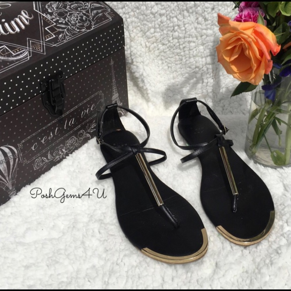 PRELOVED ✨ and Summer Ready Black and Gold Sandals
